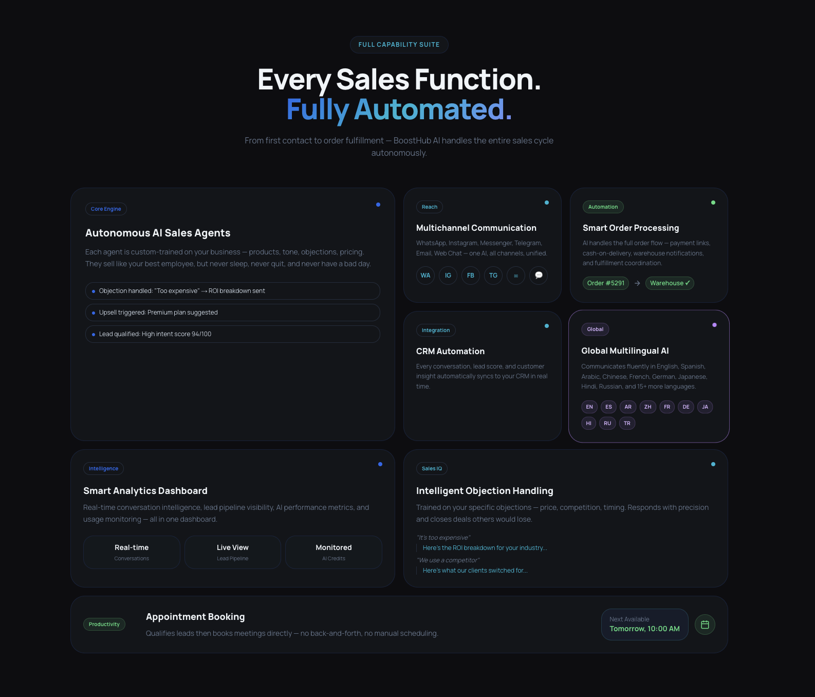 BoostHubAI full capability suite